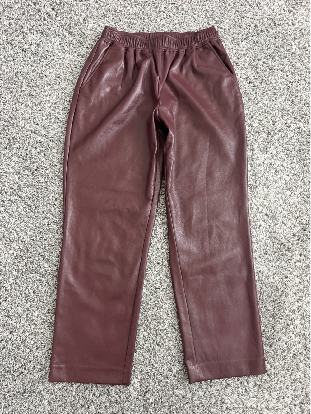 The Reset R Label Burgundy Faux Leather Straight Leg Pull On Pants Size L